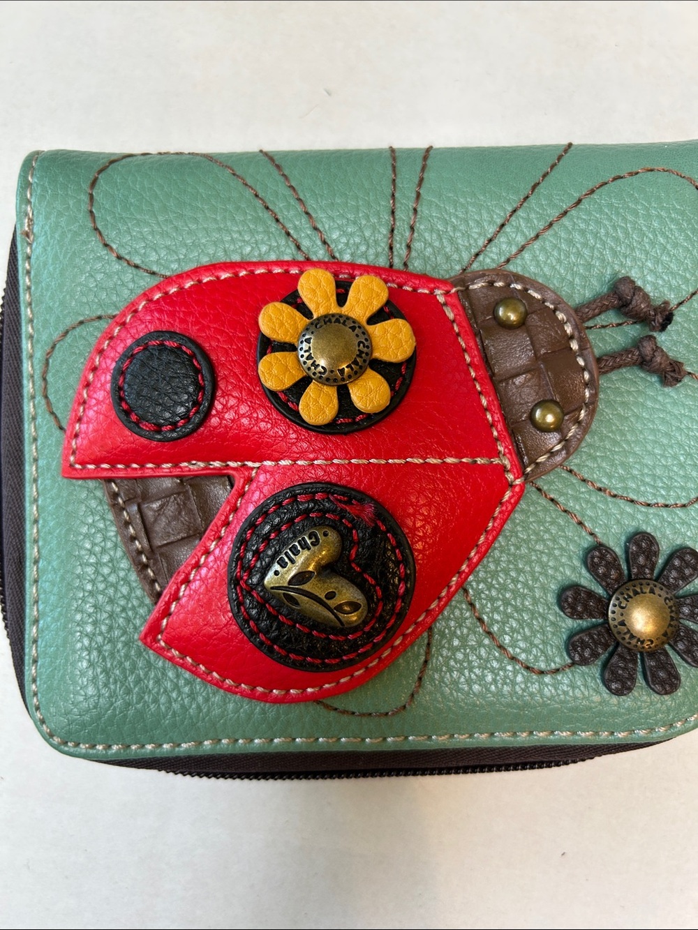 CHALA LADYBUG ZIP AROUND FAUX LEATHER WRISTLET WALLET - Picture 2 of 11